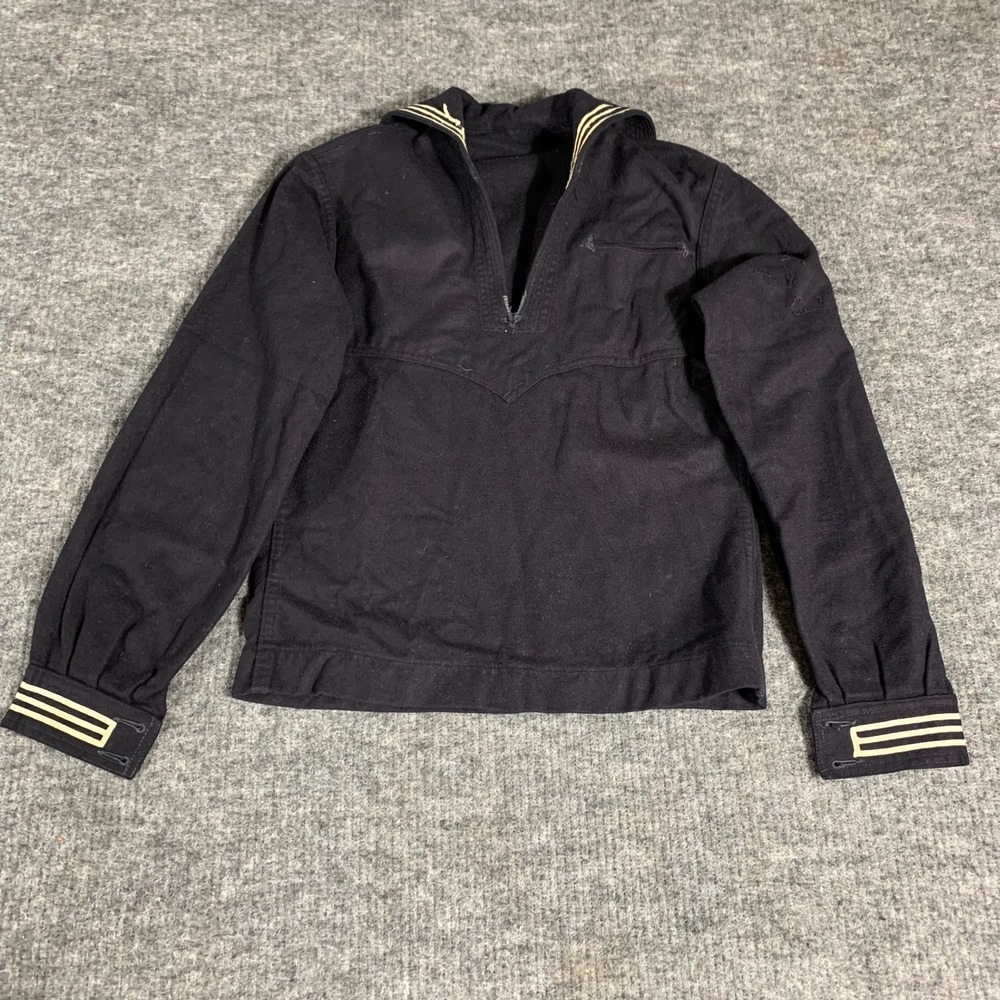 Vintage US Navy Sailor Jumper Mens Small Black Wool Crackerjack Uniform 60s USA